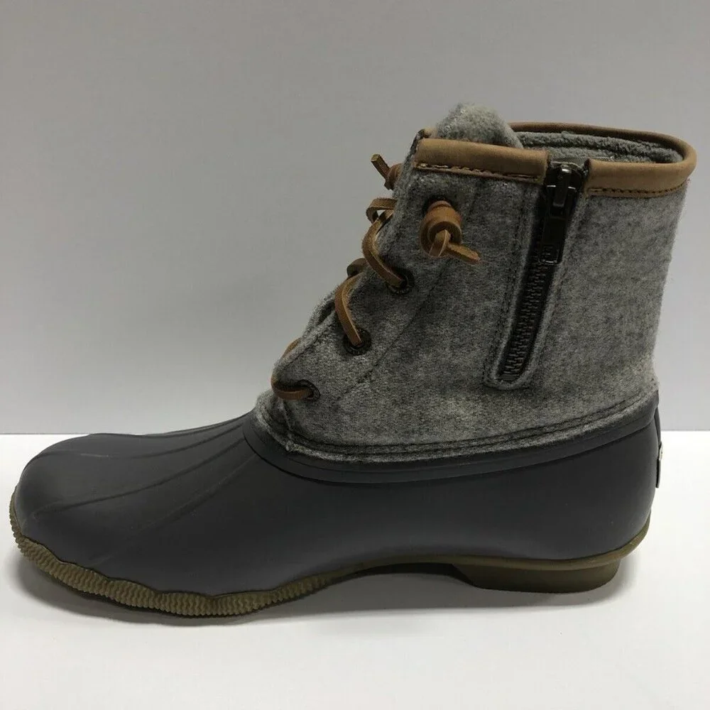 Sperry Women’s Saltwater, Gray Rain Booties, Size 8.5 M